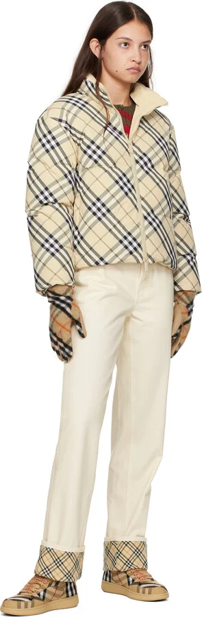 Burberry Beige Check Terrace Sneakers - Image 5