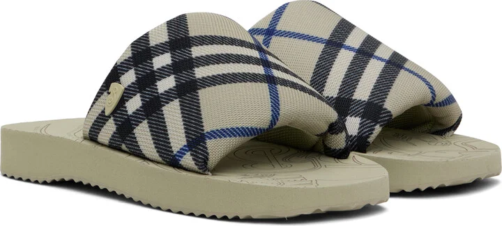 Burberry Beige Check Trek Sandals - Image 4