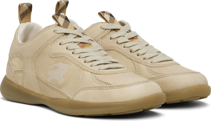 Burberry Beige Leather Matrix Sneakers - Image 4