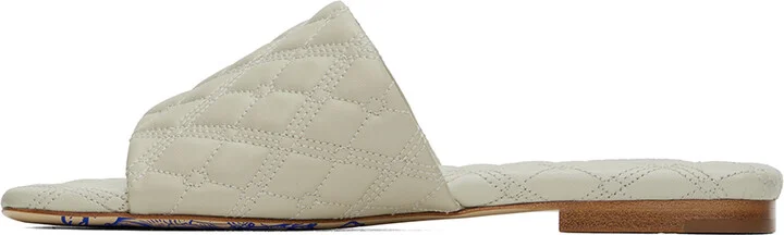 Burberry Beige Leather Quilt Sandals - Image 3