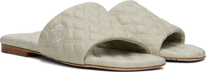 Burberry Beige Leather Quilt Sandals - Image 4