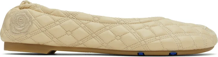 Burberry Beige Leather Sadler Ballerina Flats