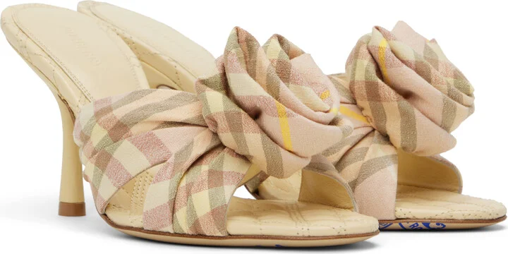 Burberry Beige Mews Rose Heeled Sandals - Image 4