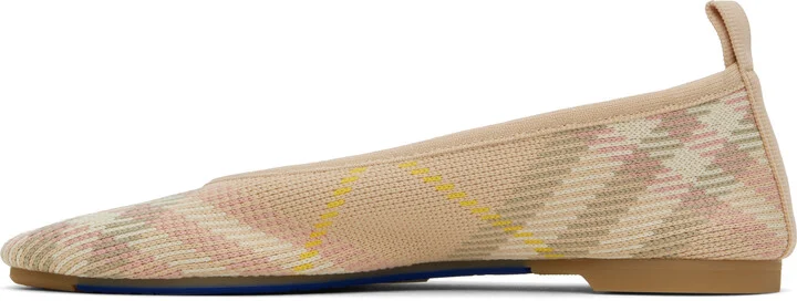Burberry Beige & Pink Check Knit Baby Ballerina Flats - Image 3