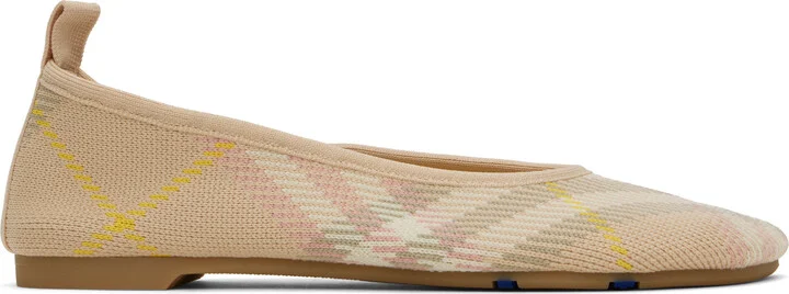 Burberry Beige & Pink Check Knit Baby Ballerina Flats