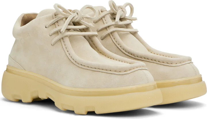 Burberry Beige Suede Creeper Mid Derbys - Image 4