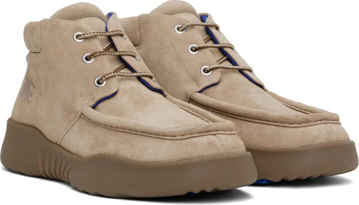 Burberry Beige Suede Log Boots - Image 4