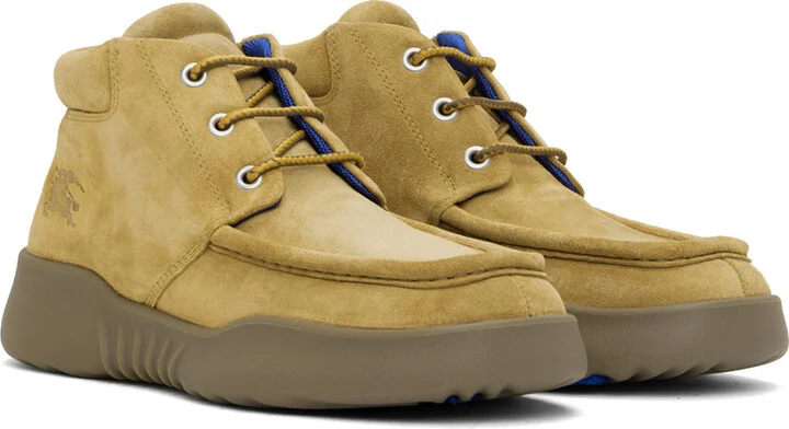 Burberry Beige Suede Log Boots - Image 4