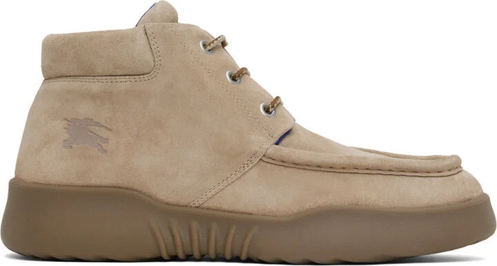 Burberry Beige Suede Log Boots