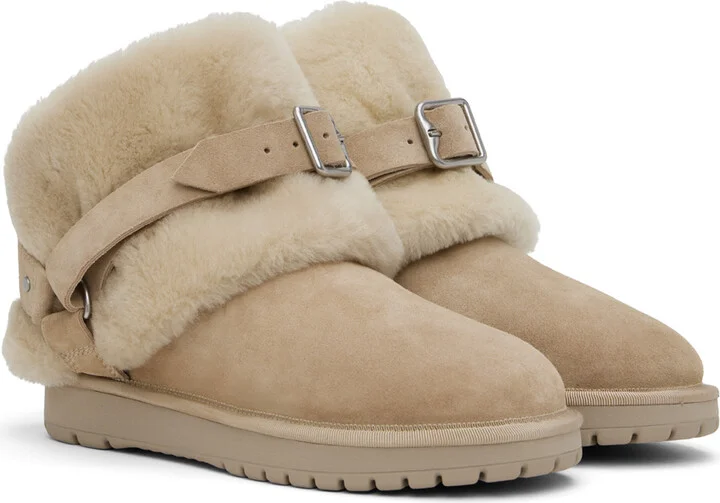 Burberry Beige Suede & Shearling Chubby Boots - Image 4