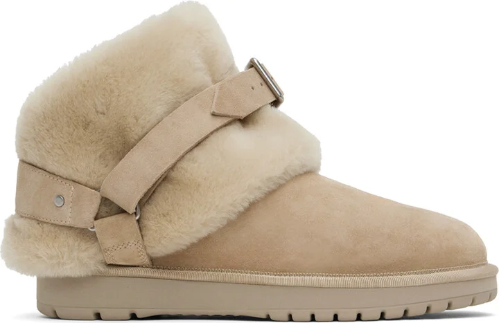 Burberry Beige Suede & Shearling Chubby Boots
