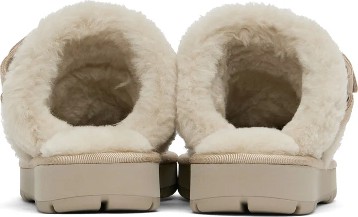Burberry Beige Suede & Shearling Chubby Slippers - Image 2