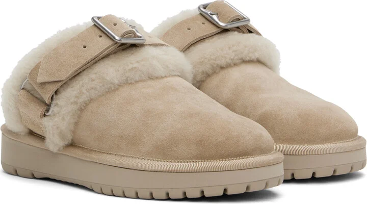 Burberry Beige Suede & Shearling Chubby Slippers - Image 4