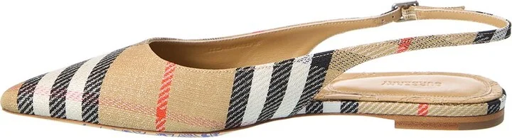Burberry Birdie Check Canvas Slingback Flat - Image 2