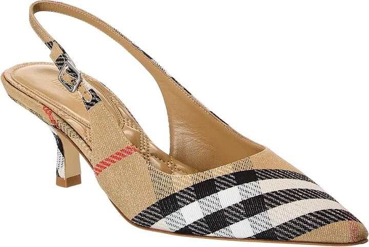 Burberry Birdie Check Canvas Slingback Pump