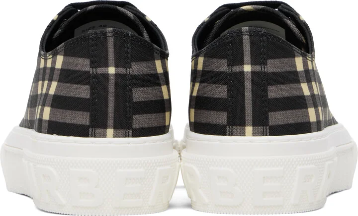 Burberry Black & Beige Check Sneakers - Image 2