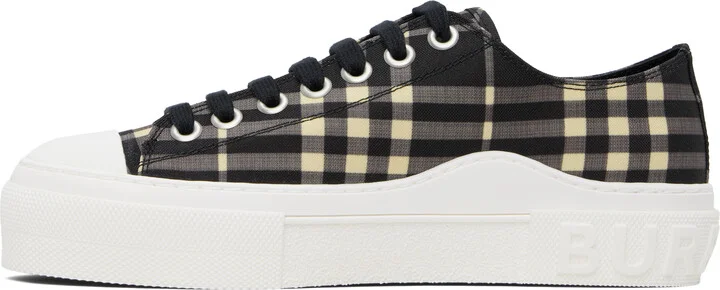 Burberry Black & Beige Check Sneakers - Image 3