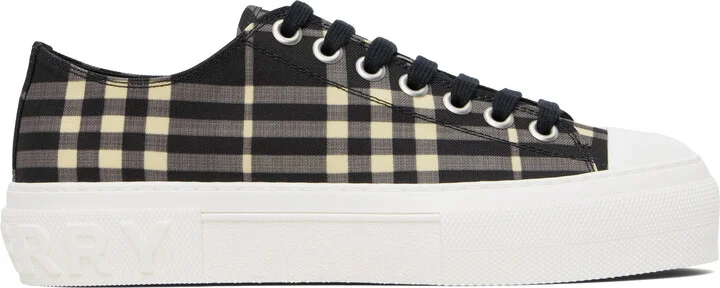 Burberry Black & Beige Check Sneakers