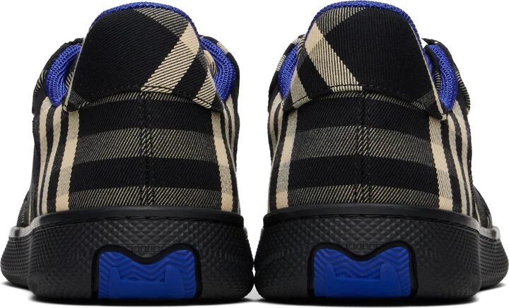 Burberry Black & Beige Check Terrace Sneakers - Image 2