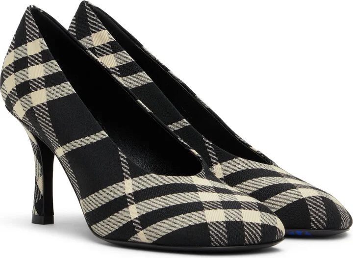 Burberry Black Check Cotton Blend Baby Heels - Image 4