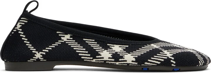 Burberry Black Check Knit Baby Ballerina Flats