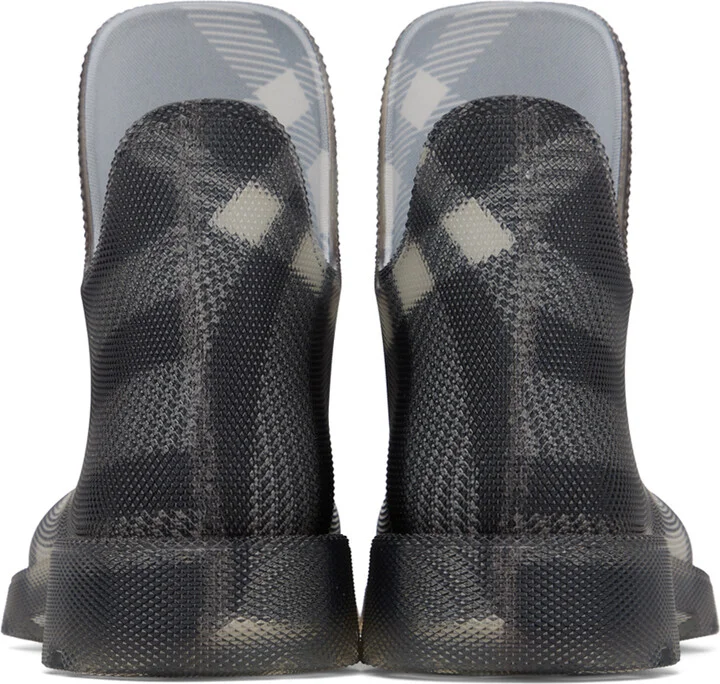 Burberry Black Check Rubber Marsh Low Boots - Image 2