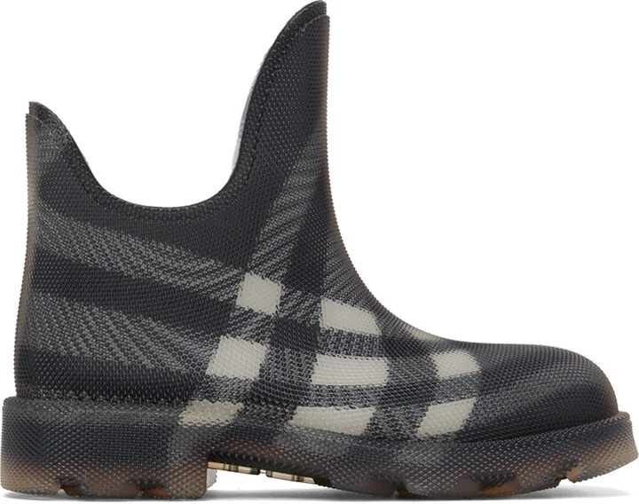Burberry Black Check Rubber Marsh Low Boots