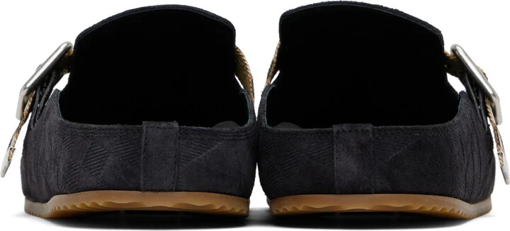 Burberry Black Check Suede Urchin Clogs - Image 2