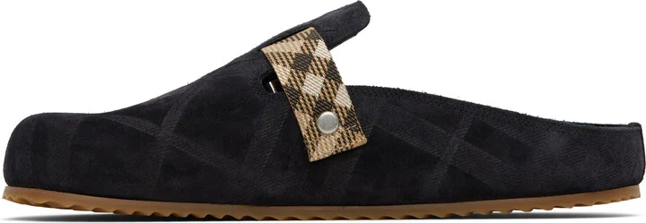 Burberry Black Check Suede Urchin Clogs - Image 3