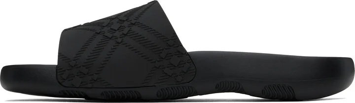 Burberry Black Embossed Check Dive Slides - Image 3