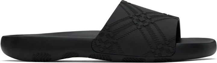 Burberry Black Embossed Check Dive Slides