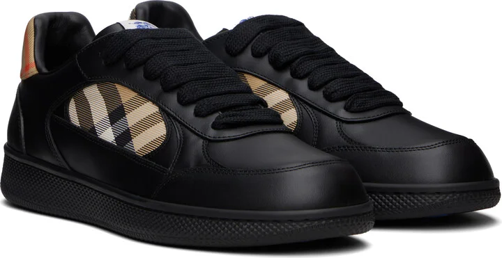 Burberry Black Leather & Check Terrace Sneakers​ - Image 4
