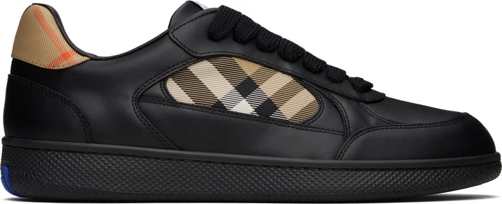 Burberry Black Leather & Check Terrace Sneakers​
