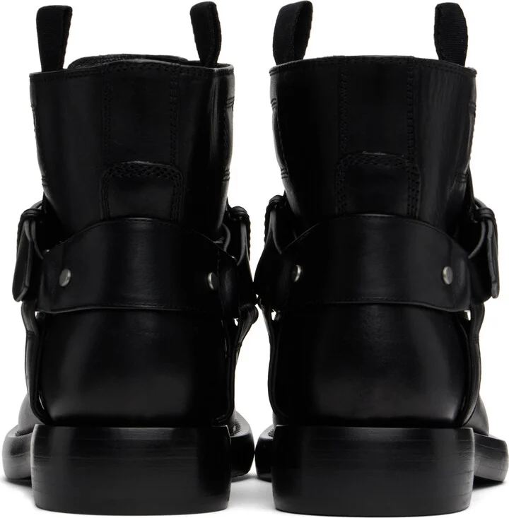 Burberry Black Leather Cobble Boots - Image 2