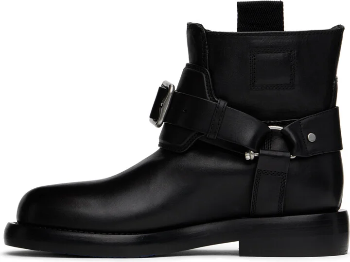 Burberry Black Leather Cobble Boots - Image 3