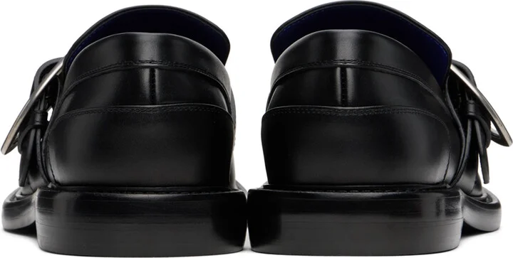 Burberry Black Leather Cobble Loafers - Image 2