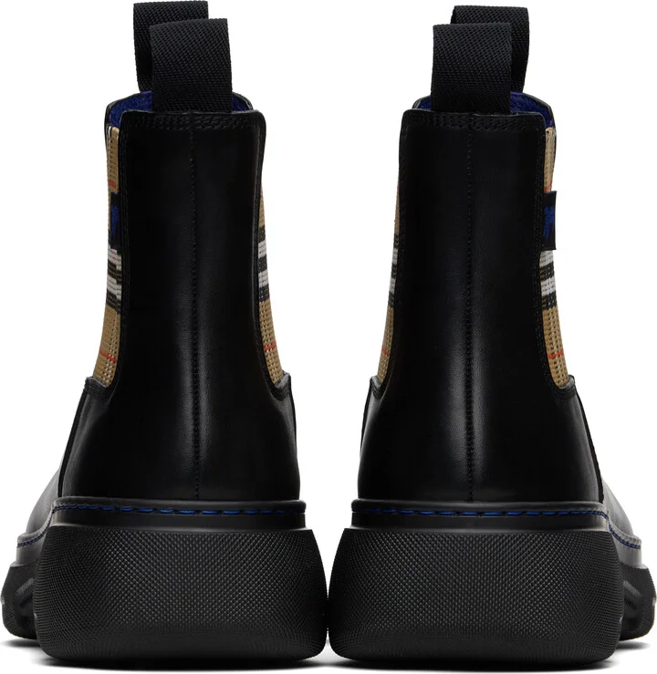 Burberry Black Leather Creeper Low Chelsea Boots - Image 2