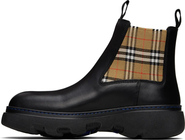 Burberry Black Leather Creeper Low Chelsea Boots - Image 3