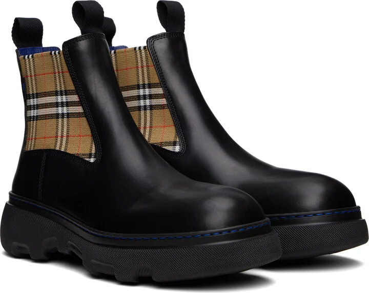 Burberry Black Leather Creeper Low Chelsea Boots - Image 4