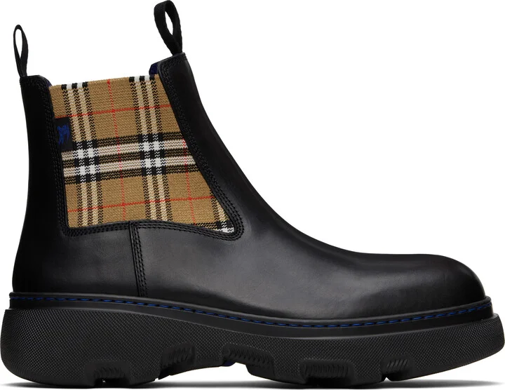 Burberry Black Leather Creeper Low Chelsea Boots