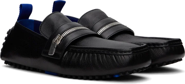 Burberry Black Leather Motor Low Loafers - Image 4