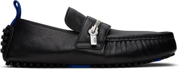 Burberry Black Leather Motor Low Loafers