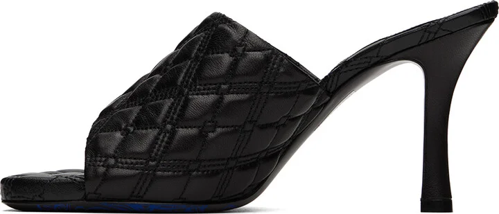 Burberry Black Leather Quilt Mules - Image 3