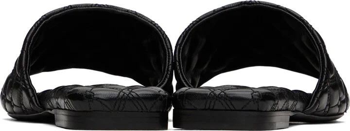 Burberry Black Leather Quilt Slides - Image 2