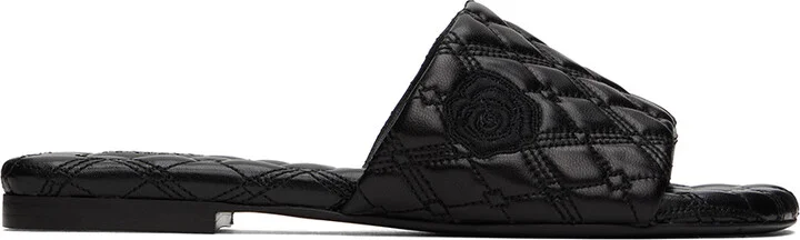 Burberry Black Leather Quilt Slides