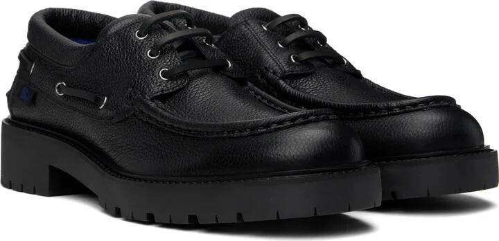 Burberry Black Leather Raft Boat Shoes - Image 4