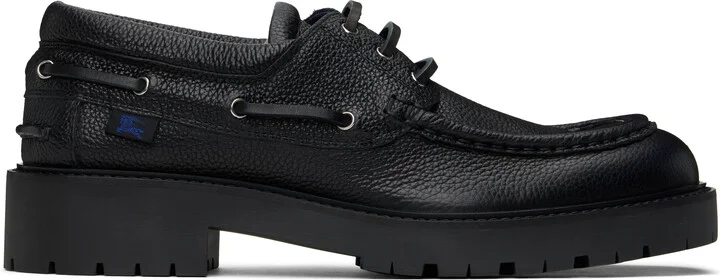 Burberry Black Leather Raft Boat Shoes