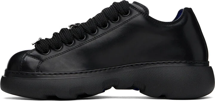 Burberry Black Leather Ranger Sneakers - Image 3