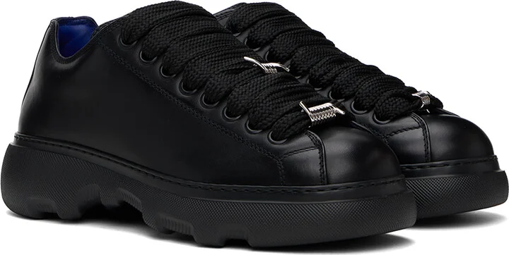 Burberry Black Leather Ranger Sneakers - Image 4