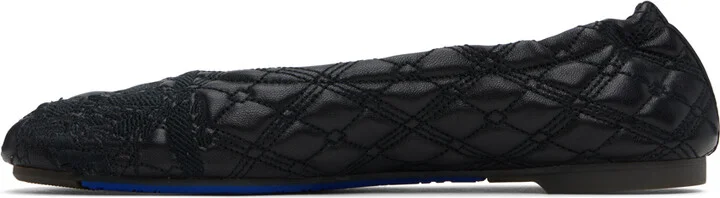 Burberry Black Leather Sadler Ballerina Flats - Image 3